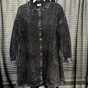 Noisy May Black Washed Denim Mini Dress